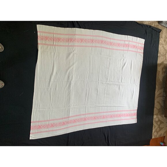 Vintage Pink Floral Bird Tablecloth 52" X 62" Cotton Blend - Picture 9 of 12